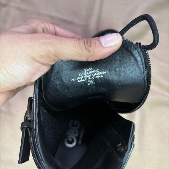 Black GBG Faux Leather Chunky Heel Boots - Picture 9 of 16